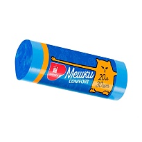 Мешки для мусора 20 л, синие, в рулоне 30 шт., ПНД, 8 мкм, 500х400 мм, Comfort, М0017 (МН 20-30с) в Октябрьском