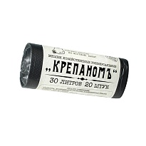Мешки для мусора 30 л, черные, в рулоне 20 шт., ПНД, 7 мкм, 560х440 мм, Крепаномъ, 4607075710580 в Октябрьском