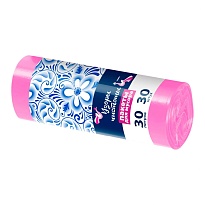 Мешки для мусора 30 л, розовые, в рулоне 30 шт., ПНД, 8 мкм, 560х480 мм, Узоры Чистоты, МУ3605 (ММЭ-30роз) в Октябрьском