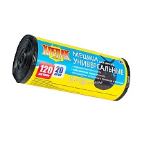 Мешки для мусора 120 л, черные, в рулоне 20 шт., ПНД, 15 мкм, 1100х700 мм, Крепак, 4607075710207 в Октябрьском