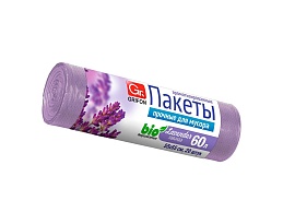 Мешки для мусора 60 л, ароматизированные, Лаванда, сиреневые, в рулоне 20 шт., ПНД, 9 мкм, 650х550 мм, GRIFON Aroma, 101-023 La в Октябрьском