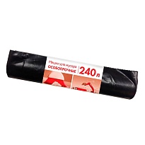 Мешки для мусора 240 л, черные, в рулоне 10 шт., ПВД 100 мкм, 1350х900 мм, Концепция Быта, 603887 в Октябрьском