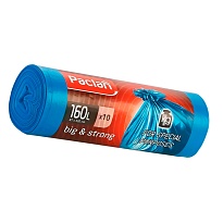Мешки для мусора 160 л, синие, в рулоне 10 шт., ПВД, 21 мкм, 1200х870 мм, PACLAN Big&Strong, 604075 в Октябрьском
