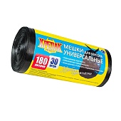 Мешки для мусора 180 л, черные, в рулоне 30 шт., ПНД, 20 мкм, 1150х800 мм, Крепак, 4607075710139