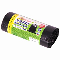 Мешки для мусора 30 л, черные, в рулоне 30 шт., ПНД, 7 мкм, 550х480 мм, Любаша, 608089 в Октябрьском