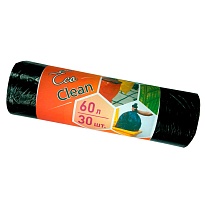 Мешки для мусора 60 л, черные, в рулоне 30 шт., ПНД, 6 мкм, 640х580 мм, Концепция Быта EcoClean, 603890 в Октябрьском