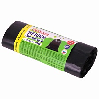 ММешки для мусора 60 л, черные, в рулоне 20 шт., ПНД, 8 мкм, 650х580 мм, Любаша, 608092 в Октябрьском