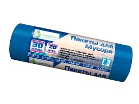 Мешки для мусора 30 л, синие, в рулоне 20 шт., ПНД, 7 мкм, 600х500 мм, MIRPACK Classik, 302041 в Октябрьском