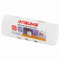 Мешки для мусора 60 л, белые, в рулоне 20 шт., ПНД, 7 мкм, 680х580 мм, LAIMA, 605539 в Октябрьском