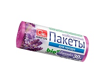 Мешки для мусора 30 л, ароматизированные, Лаванда, сиреневые, в рулоне 20 шт., ПНД, 9 мкм, 560х530 мм, GRIFON Aroma, 101-020 La