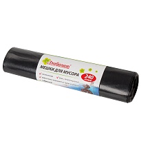 Мешки для мусора 240 л, черные, в рулоне 5 шт., ПВД 30 мкм, 1300х900 мм, Любаша, 605338 в Октябрьском