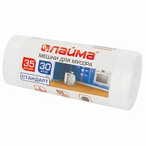 Мешки для мусора 35 л, белые, в рулоне 30 шт., ПНД, 6 мкм, 550х480 мм, LAIMA, 605538 в Октябрьском