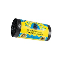 Мешки для мусора 20 л, с ушками, черные, в рулоне 30 шт., ПНД, 10 мкм, 550х440 мм, Крепакоф, 4607075710221 в Октябрьском