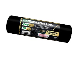 Мешки для мусора 240 л, черные, в рулоне 10 шт., ПВД 60 мкм, 1300х930 мм, EXTRA LUX+, 24010115 в Октябрьском