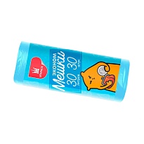 Мешки для мусора 30 л, синие, в рулоне 30 шт., ПНД, 5 мкм, 560х480 мм, Эконом, МЭ3841 (ПМ-30-30) в Октябрьском
